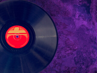 Vintage record on purple
