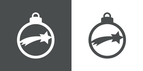 Tiempo de Navidad. Logo con silueta de bola de navidad con estrella fugaz navideña de Belén para su uso en invitaciones y felicitaciones