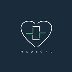Fototapeta premium medical cross heart logo icon vector concept design