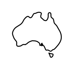 Australia map Hand drawn organic line doodle © khulisara