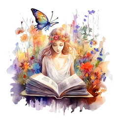 Open book Tale of Mermaid. Reading develops imagination.