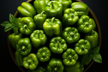 A clean composition featuring a few green bell pepper rings arranged symmetrically, creating a calming effect.  