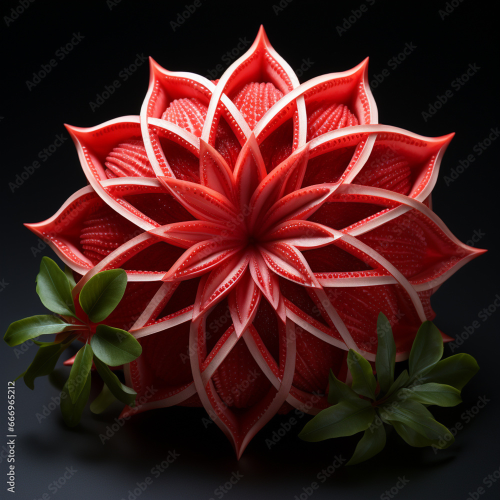 Aufkleber an artistic composition of sliced watermelon arranged to form a geometric pattern, emphasizing its j