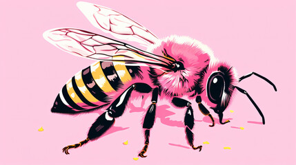 Pink bee vector design