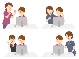 パソコン業務をしている看護師セット