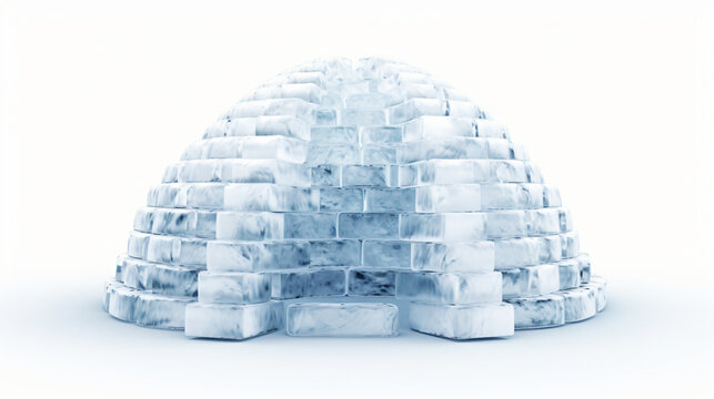 Igloo made of ice blocks isolated on the white background