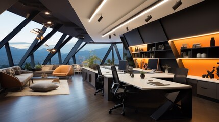 Fototapeta na wymiar A contemporary office with unique design elements