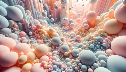 An oddly satisfying display of squishy, colorful balls cascading in wild abandon, evoking a sense of childlike wonder and carefree joy - obrazy, fototapety, plakaty