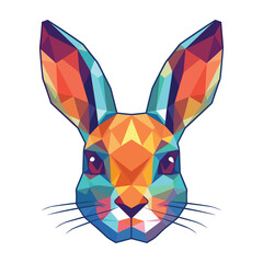 Rabbit Colorful Watercolor Stained Glass Cartoon Kawaii Clipart Animal Pet Illustration