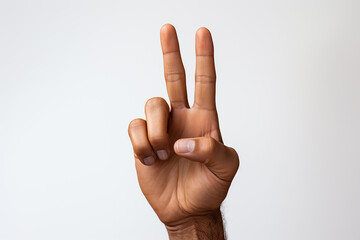 Generative AI Image of Hand with Two Fingers Symbolize Peace on Isolated Background