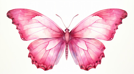Pink watercolor butterfly design - obrazy, fototapety, plakaty