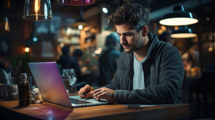 Man using laptop. Iot. Internet Of Things.