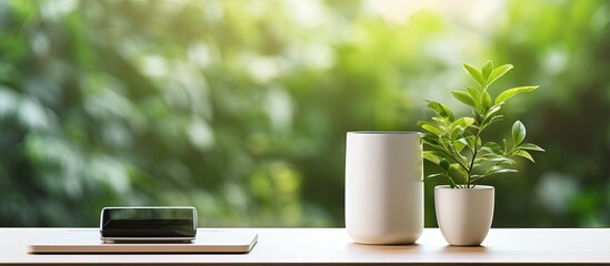 Green work area with sustainable lifestyle surroundings