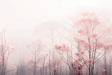 A pastel-toned silver woodland captured from the front at a low angle, featuring a subtle silhouette effect against the sky. The pastel colors add a soft and calming backdrop with minimal interference
