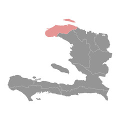 Nord Ouest department map, administrative division of Haiti. Vector illustration.