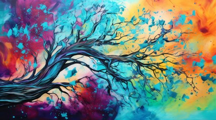 Vibrant colors in a creative acrylic painting