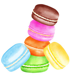 colorful macaroons on white background
