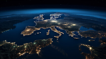 Italy's finest vista at night from space. Italian map