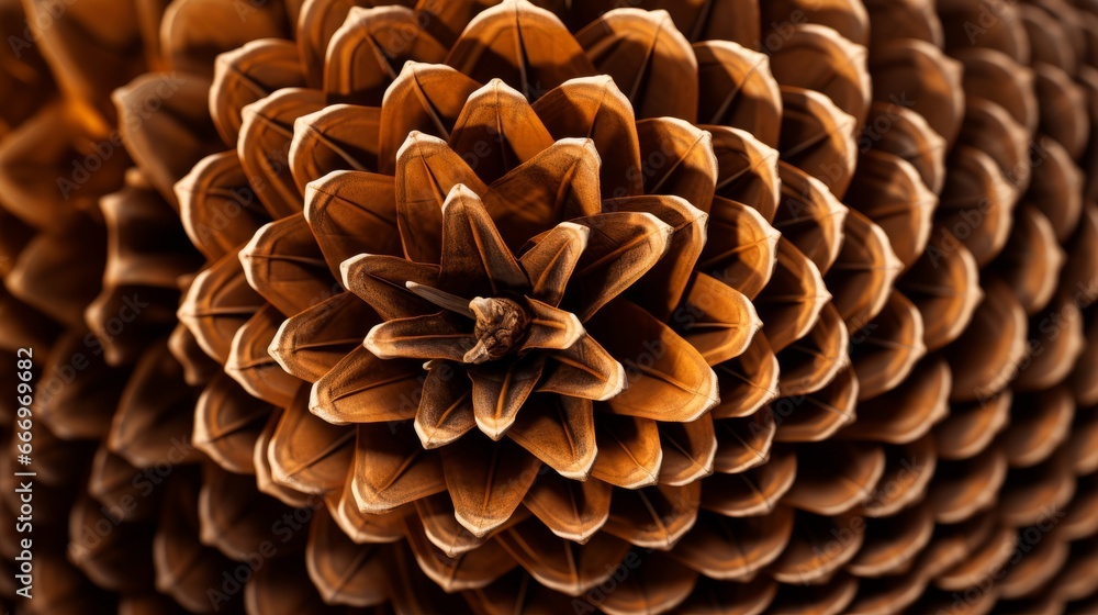 Poster mesmerizing hyperzoom into the texture of a pinecone