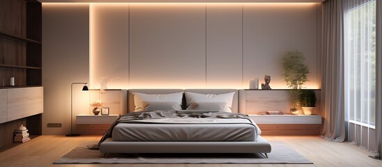 Contemporary bedroom design with professional lighting Comfortable dwelling place