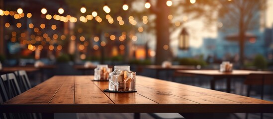 Blurry background with a tabletop restaurant - obrazy, fototapety, plakaty