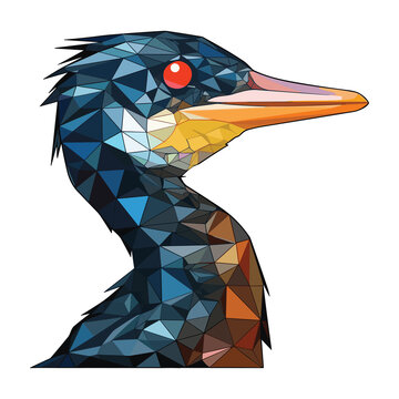 recommend clip art: Cormorant Colorful Watercolor Stained Glass Cartoon Kawaii Clipart Animal Pet Illustration