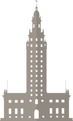 Obraz premium Simple gray flat drawing of the American historical landmark monument of the FREEDOM TOWER, MIAMI