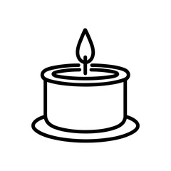 Candle icon in flat design. Black linear candle symbol. Monochrome candle logo.