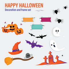 Set of Halloween Illustrations and Decorations. This collection includes frames, pumpkins, and more. Vector eps8 file