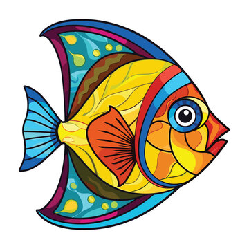 recommend clip art: Flounder Fish Colorful Watercolor Stained Glass Cartoon Kawaii Clipart Animal Pet Illustration
