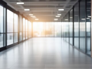 Obraz premium blurred empty open space office abstract light bokeh at office interior