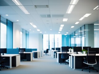 blurred empty open space office abstract light bokeh at office interior