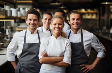Dedicated Restaurant Cooking Team in Action at the Kitchen. Generative ai