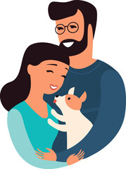 Young couple holding small puppy pet adoption concept - 666971878