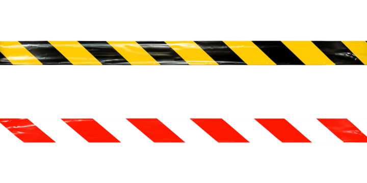 under construction barrier tape black yellow and red white stripes
