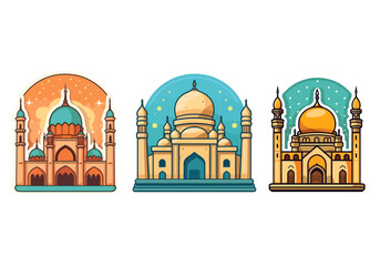 hand drawing mosque cute sticker