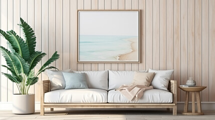 Mock up frame in home interior background coastal
