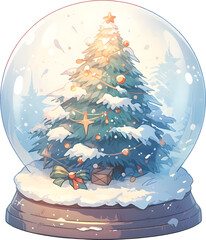 Christmas snow globe isolated on transparent background