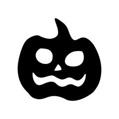 Silhouette Pumpkin. Scary Face Pumpkin. Scary Black Pumpkin Halloween.