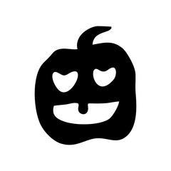 Silhouette Pumpkin. Scary Face Pumpkin. Scary Black Pumpkin Halloween.