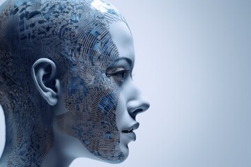 futuristic cyborg human robot concept supercomputer automation
