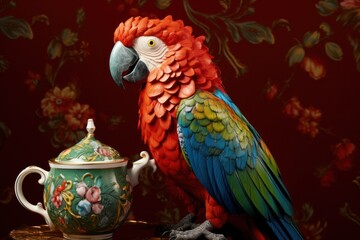 Obraz premium portrait of a beautiful detailed parrot, ai tools generated image