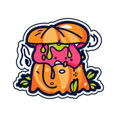 Halloween cartoon stickers bold lines spooky funny ai generative