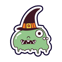 Halloween cartoon stickers bold lines spooky funny ai generative