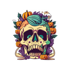 Fototapeta premium Halloween cartoon stickers bold lines spooky funny ai generative