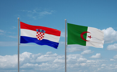 Croatia and Algeria national flags, country relationship concept
