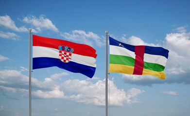 Central African Republic and Croatia flags, country relationship concept
