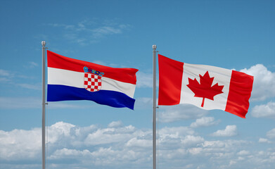 Canada and Croatia flags, country relationship concept