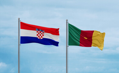 Cameroon and Croatia flags, country relationship concept