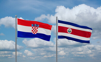 Costa Rico and Croatia flags, country relationship concept